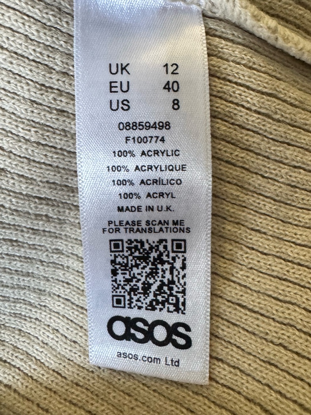 ASOS Cream Ribbed Racerback Crop Tank - Picture 4 of 4